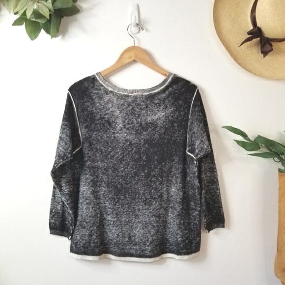 Democracy Sweater Black White Reverse Print Seamed Lightweight Cotton S - Picture 7 of 10